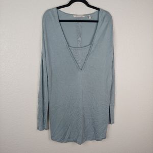 Soft Surroundings Blue V-Neck Tunic Blouse